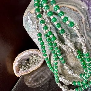 Handmade green beads gemstone necklace for sale